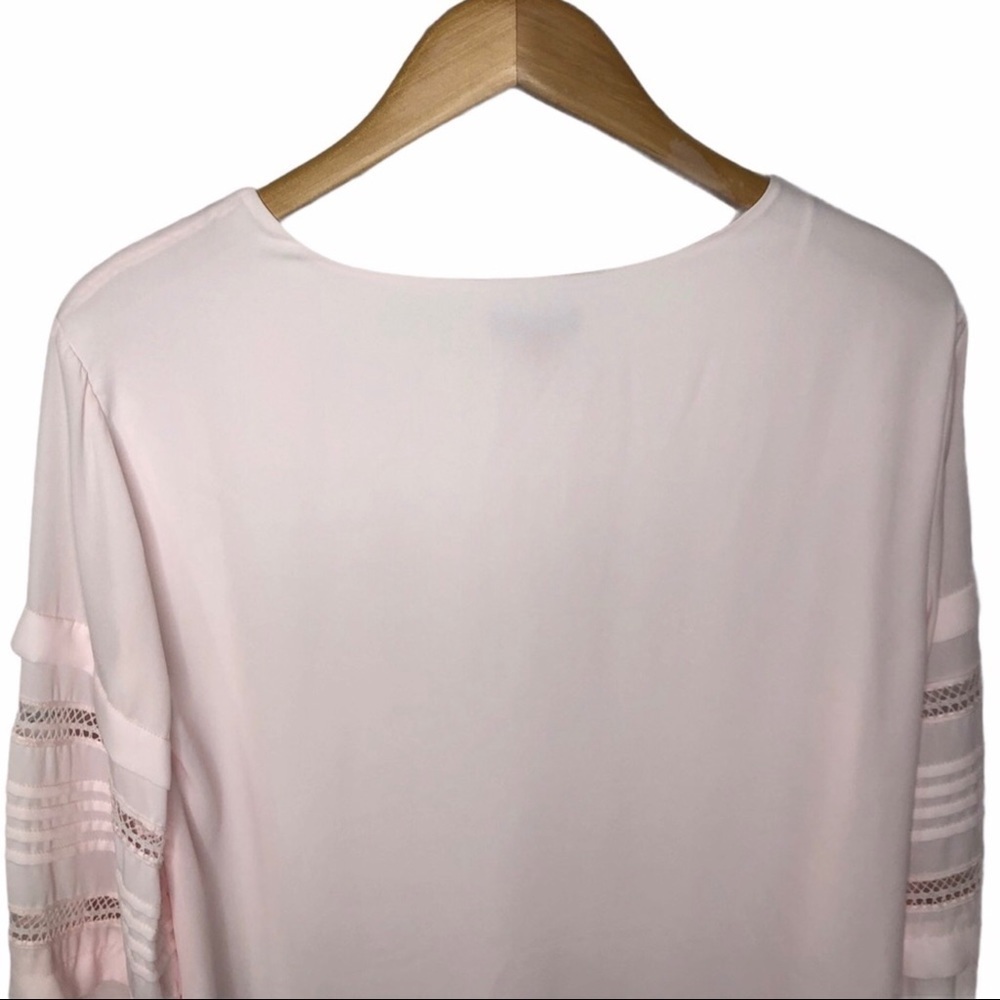 Vince Camuto Crocheted Blouson Sleeve Blouse Light Pink Popover Size XS - Picture 6 of 10